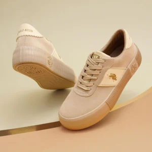 u.s. polo assn. women beige cordela 3.0 round toe lace ups sneakers